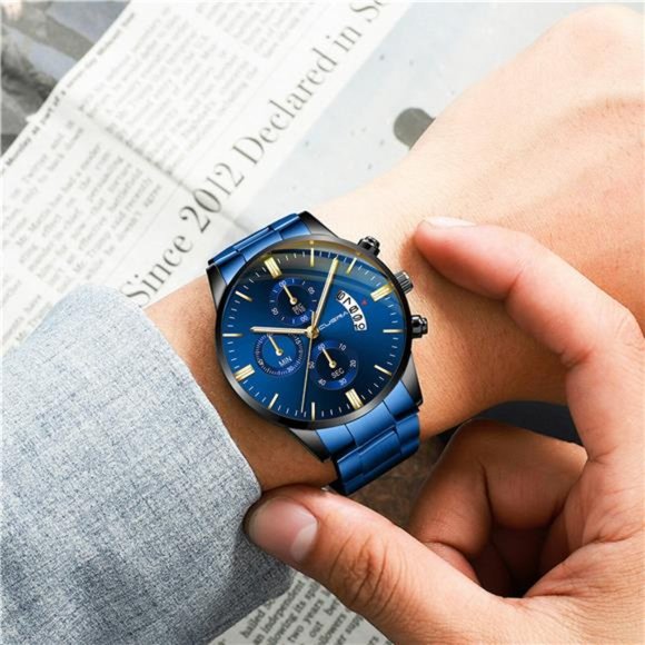 Waterproof Men Watch Relojes De Hombre Stainless Steel Quartz Classic Wristwatch - Picture 8 of 10